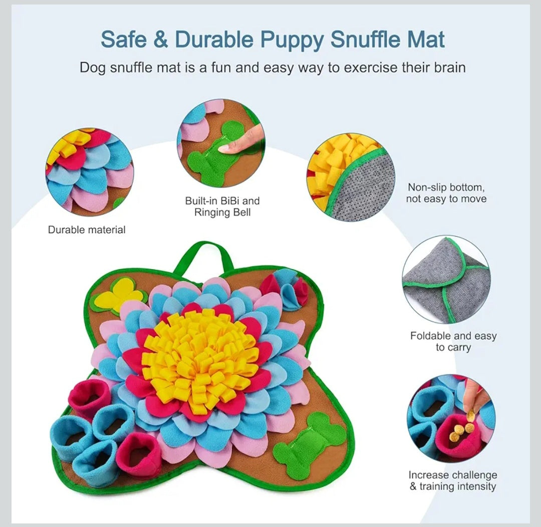 Ankilo Snuffle Mat for Dogs 20*20 Interactive Foraging Puzzle Blanket Dog Feeding Mat with Non-Slip Bottom Foldable Pet Snuffle Mat for Sniffing Slow Feeding and Stress Release