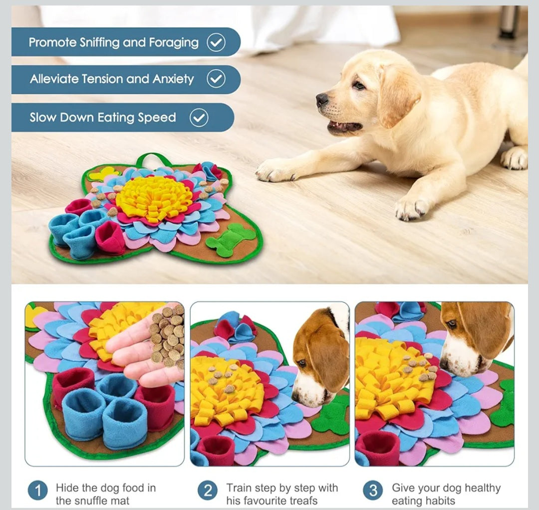 Ankilo Snuffle Mat for Dogs 20*20 Interactive Foraging Puzzle Blanket Dog Feeding Mat with Non-Slip Bottom Foldable Pet Snuffle Mat for Sniffing Slow Feeding and Stress Release