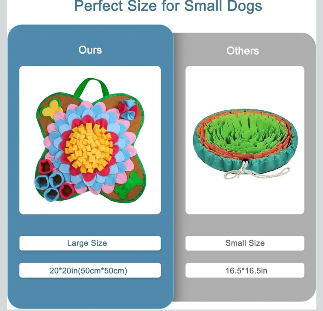 Ankilo Snuffle Mat for Dogs 20*20 Interactive Foraging Puzzle Blanket Dog Feeding Mat with Non-Slip Bottom Foldable Pet Snuffle Mat for Sniffing Slow Feeding and Stress Release