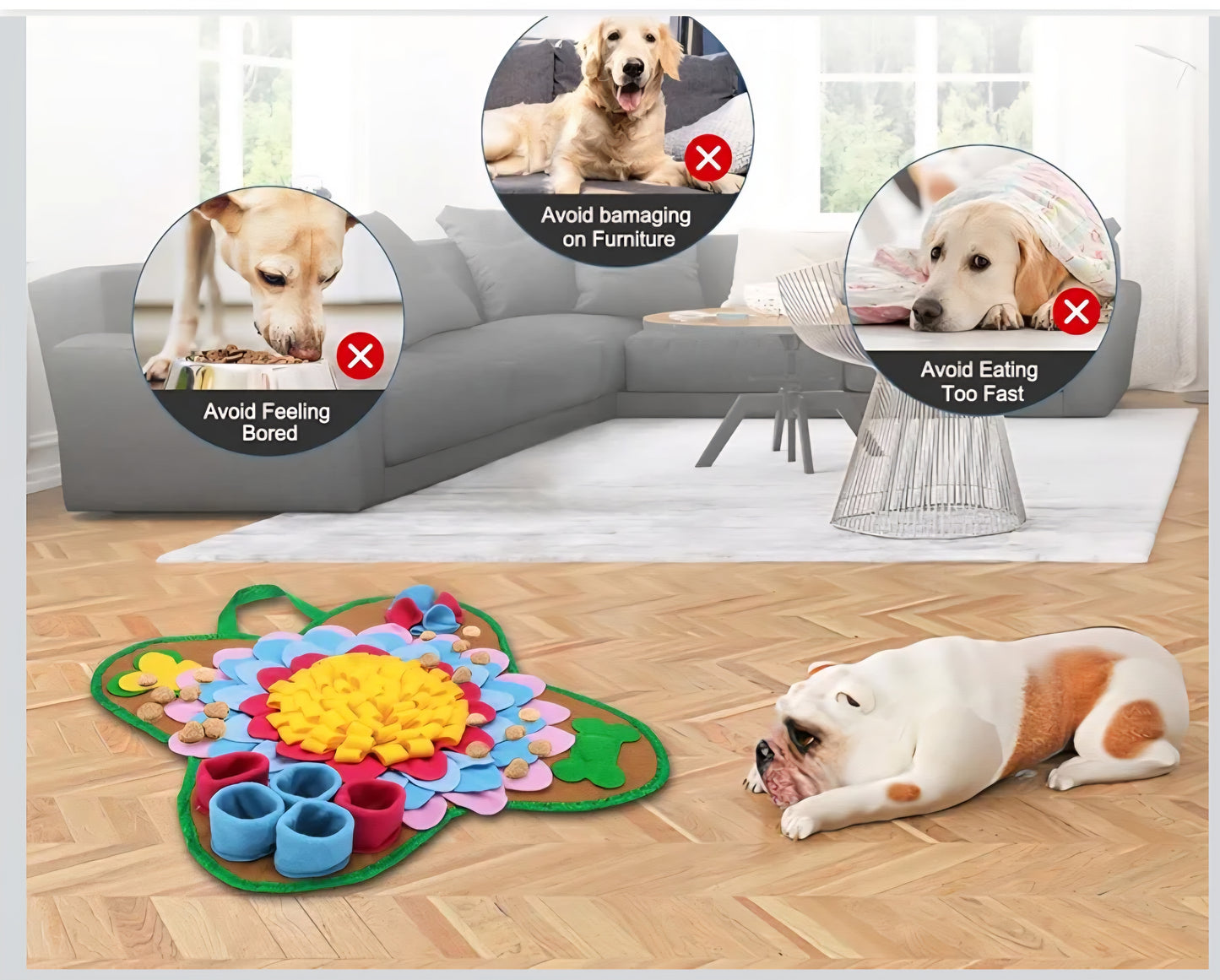 Ankilo Snuffle Mat for Dogs 20*20 Interactive Foraging Puzzle Blanket Dog Feeding Mat with Non-Slip Bottom Foldable Pet Snuffle Mat for Sniffing Slow Feeding and Stress Release