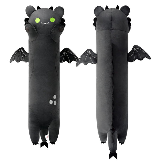 PEACH CAT Long Dragon Cat Plush Pillow Cute Dragon Cat Stuffed Animal for Boys and Girls Black 19.6"